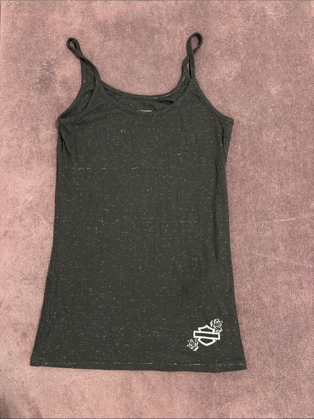 Harley-Davidson Black Speckled Spaghetti Strap Tank with Logo